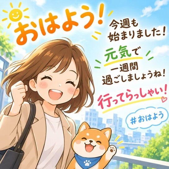 おはよう！今週も始まりました！元気で一週間過ごしましょうね！